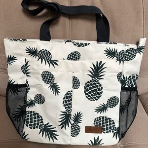 Pineapple Print Tote Bag - Black and White